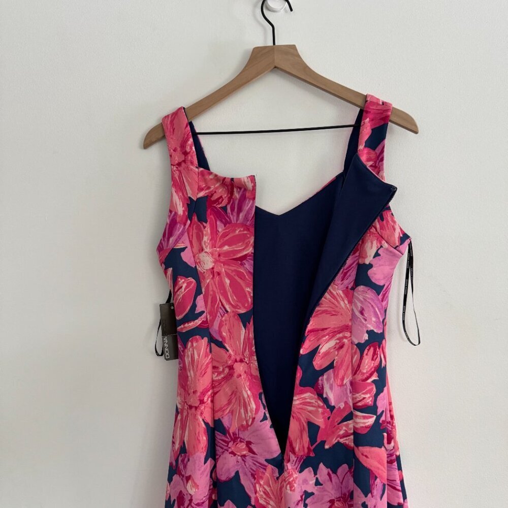 NWT Size 4 Floral and Lace Fit and Flare Donna Ricco Dress Pink and Navy - Picture 13 of 13